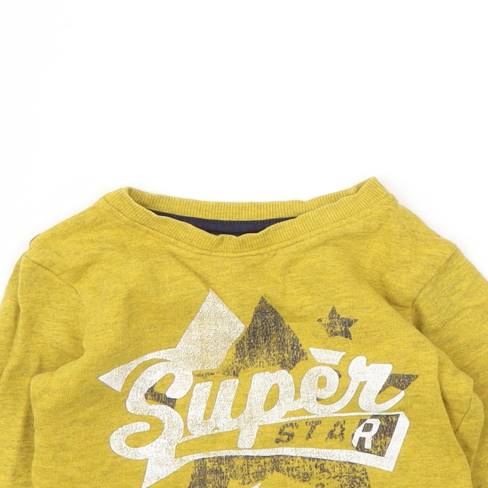 Close-up detail of Next Yellow jumper, size 9-12, Months