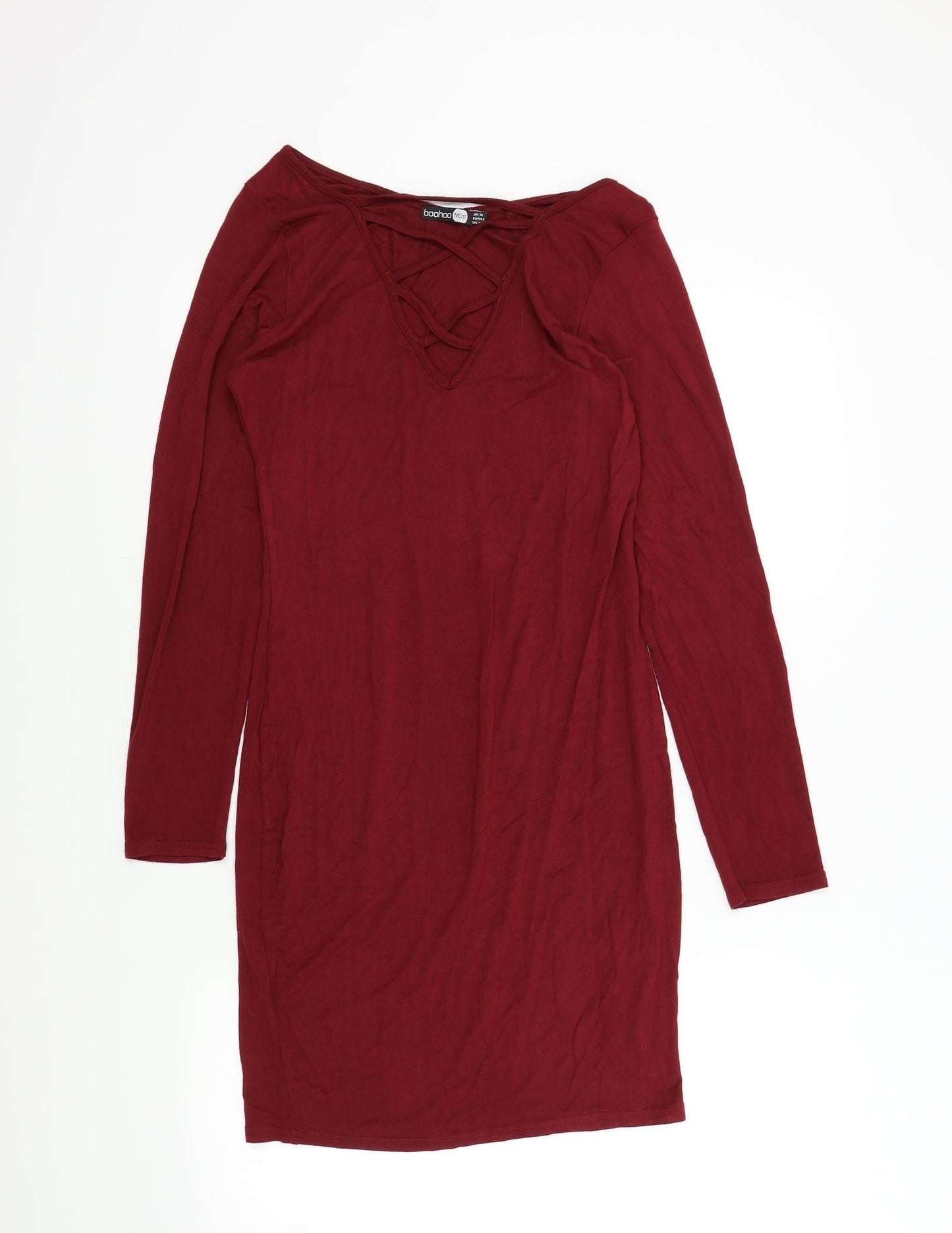 Boohoo Womens Red Colourblock  A-Line  Size 14