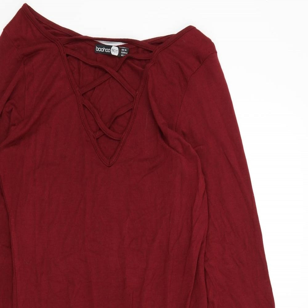 Boohoo Womens Red Colourblock  A-Line  Size 14