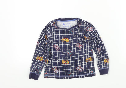 TU Boys Blue Colourblock  Basic T-Shirt Size 2-3 Years  - Race Car Print