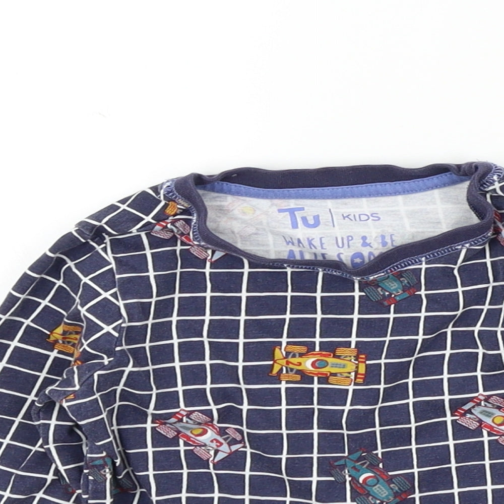 TU Boys Blue Colourblock  Basic T-Shirt Size 2-3 Years  - Race Car Print