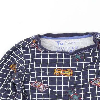 TU Boys Blue Colourblock  Basic T-Shirt Size 2-3 Years  - Race Car Print