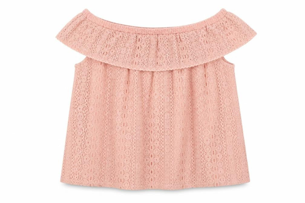 Front view of Primark girls’ pink colourblock basic t-shirt, size 8-9, years