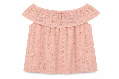 Front view of Primark girls’ pink colourblock basic t-shirt, size 8-9, years