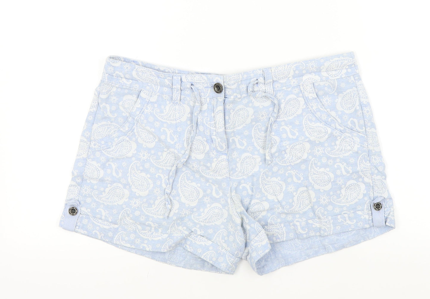 denim&co Womens Blue Colourblock  Bermuda Shorts Size 12