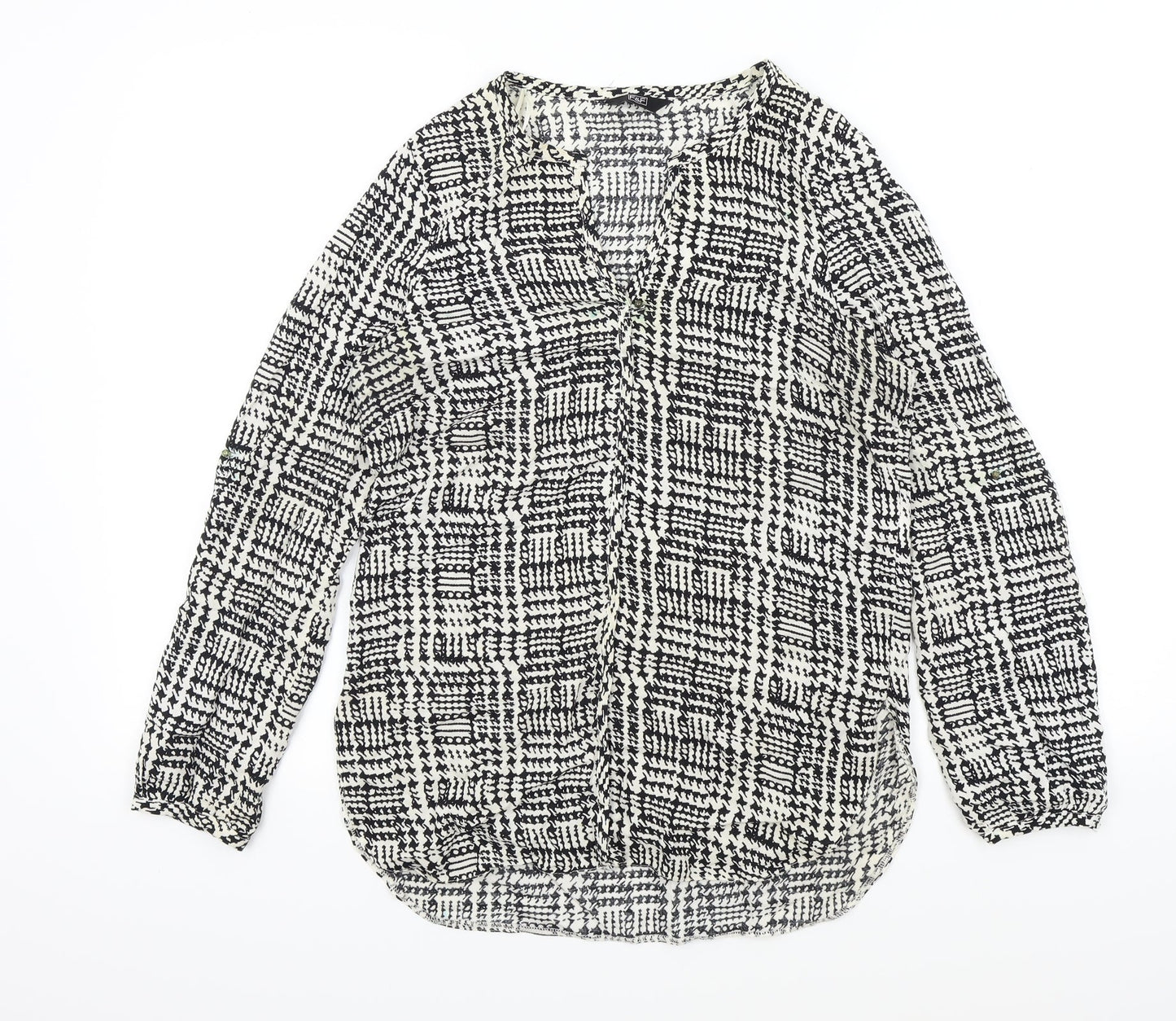 F&F Womens Black Geometric  Basic Blouse Size 8