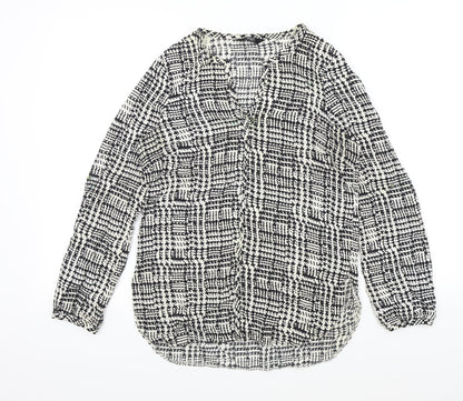 F&F Womens Black Geometric  Basic Blouse Size 8
