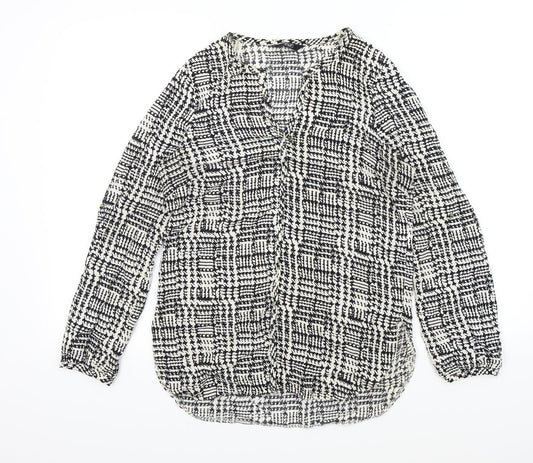 F&F Womens Black Geometric  Basic Blouse Size 8