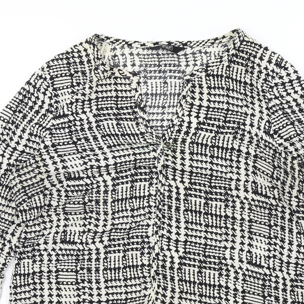F&F Womens Black Geometric  Basic Blouse Size 8