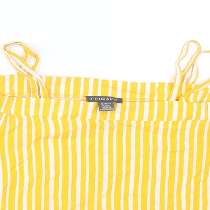Primark Girls Yellow Striped  Basic T-Shirt Size 12-13 Years