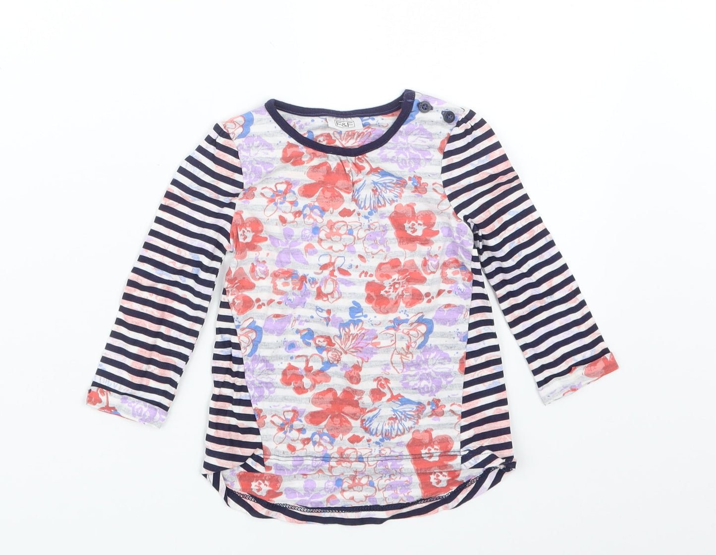 F&F Girls Pink Geometric  Basic T-Shirt Size 6-9 Months