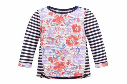 Front view of F&F girls’ pink geometric basic t-shirt, size 6-9, months