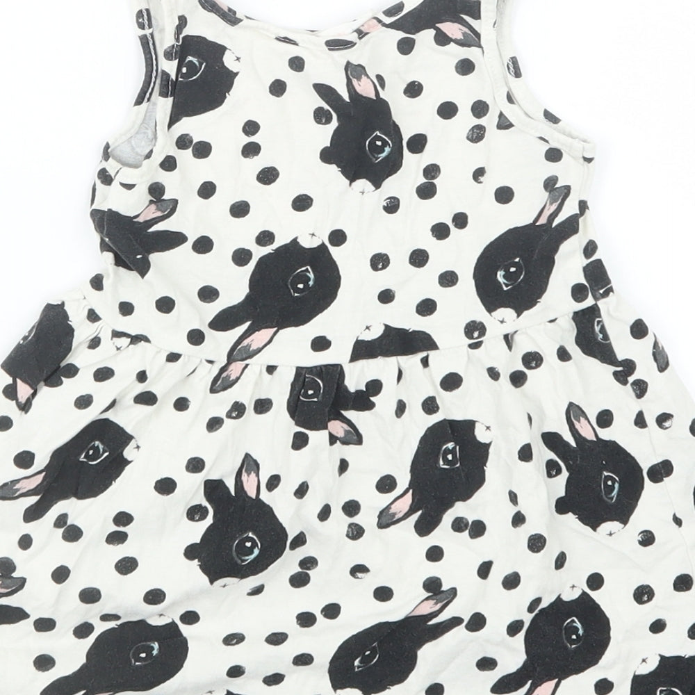 H&M Girls Black Geometric  T-Shirt Dress  Size 2 Years  - Rabbits