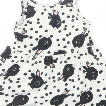 H&M Girls Black Geometric  T-Shirt Dress  Size 2 Years  - Rabbits