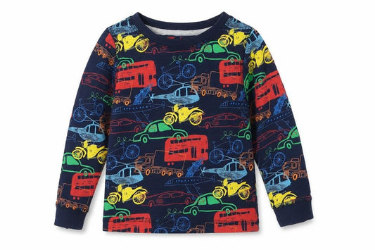 TU Boys Blue Geometric   Pyjama Top Size 2-3 Years  - Cars
