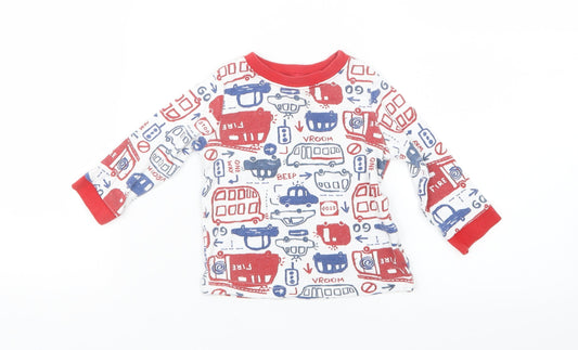 George Boys Blue Geometric  Babydoll Pyjama Top Size 9-12 Months  - Cars