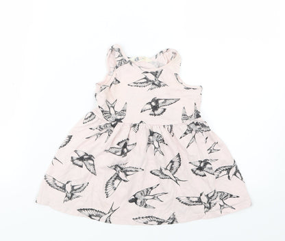 H&M Girls Pink Geometric  T-Shirt Dress  Size 2 Years