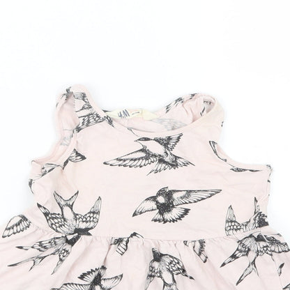 H&M Girls Pink Geometric  T-Shirt Dress  Size 2 Years