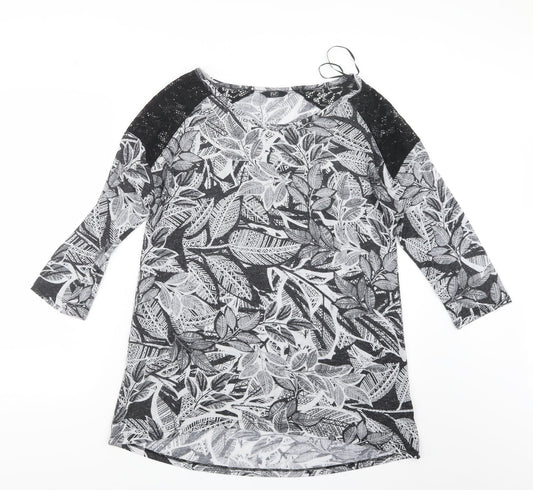 F&F Womens Black Geometric  Basic T-Shirt Size 16