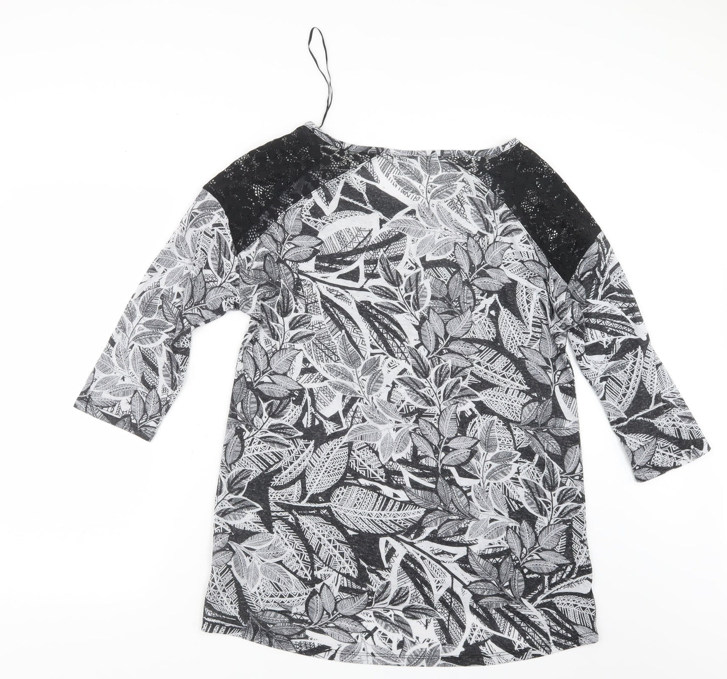 F&F Womens Black Geometric  Basic T-Shirt Size 16