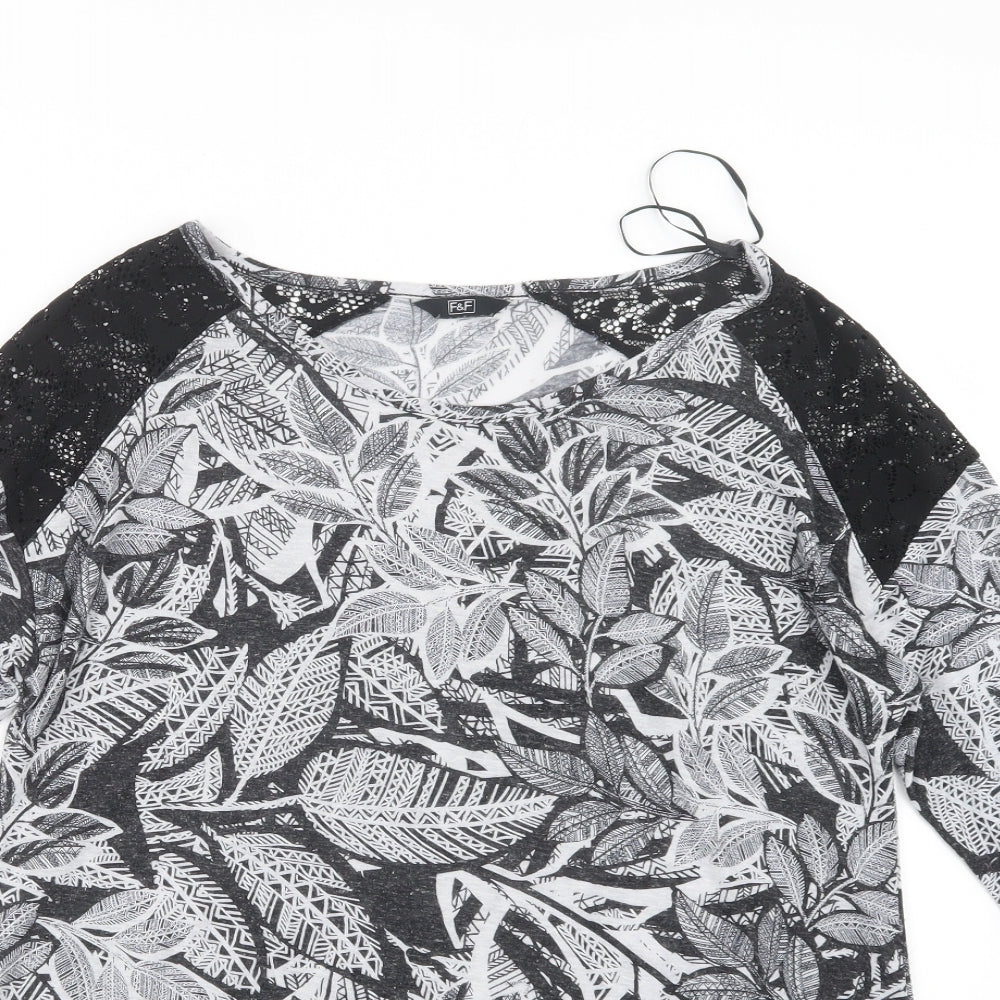 F&F Womens Black Geometric  Basic T-Shirt Size 16