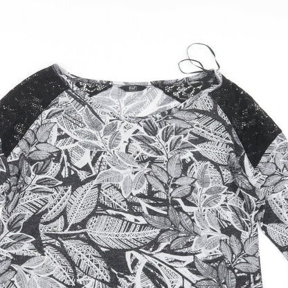 F&F Womens Black Geometric  Basic T-Shirt Size 16