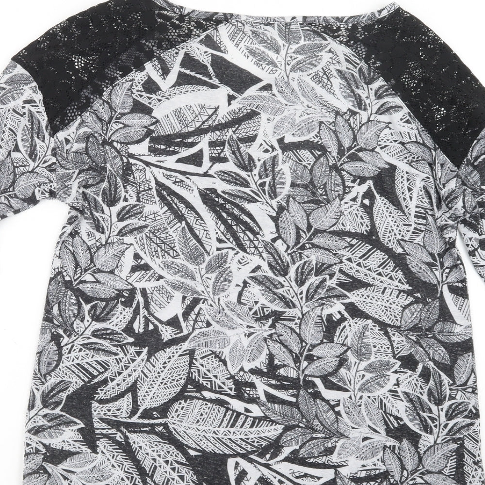 F&F Womens Black Geometric  Basic T-Shirt Size 16