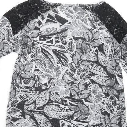 F&F Womens Black Geometric  Basic T-Shirt Size 16