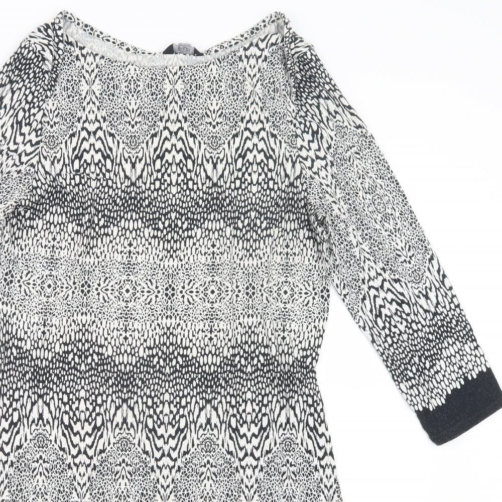 F&F Womens Black Geometric  Basic T-Shirt Size 14