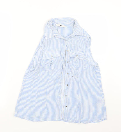 Womens UK Size 8 Very Blue Basic Button-Up