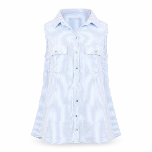 Womens UK Size 8 Very Blue Basic Button-Up
