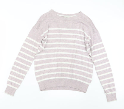 NEXT Womens White Striped Knit Pullover Jumper Size 6