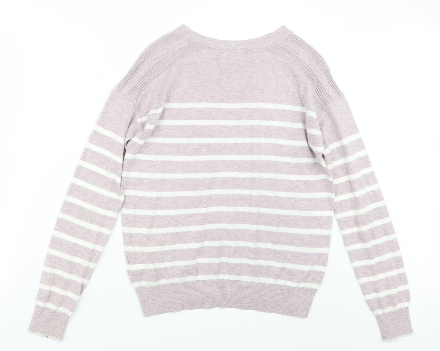 NEXT Womens White Striped Knit Pullover Jumper Size 6