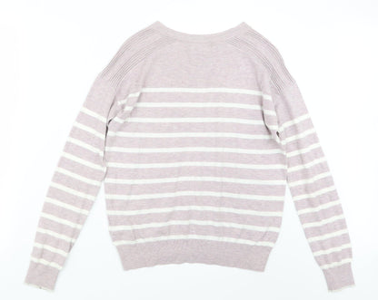 NEXT Womens White Striped Knit Pullover Jumper Size 6