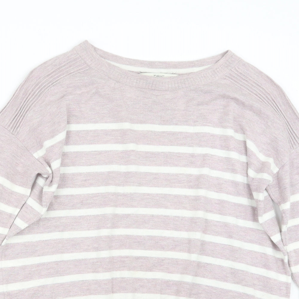 NEXT Womens White Striped Knit Pullover Jumper Size 6