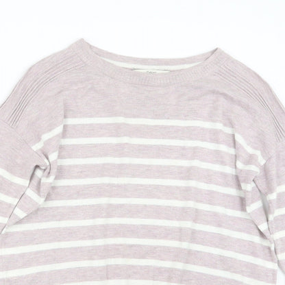 NEXT Womens White Striped Knit Pullover Jumper Size 6