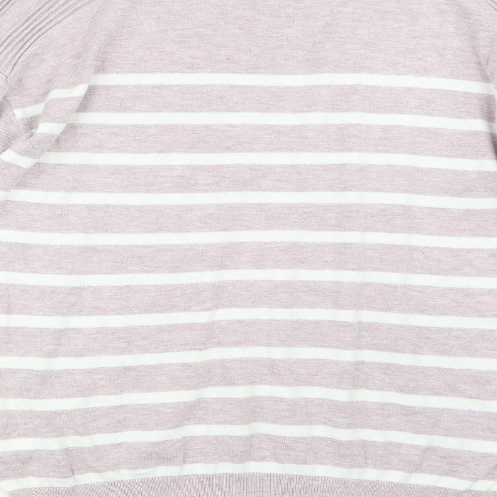 NEXT Womens White Striped Knit Pullover Jumper Size 6
