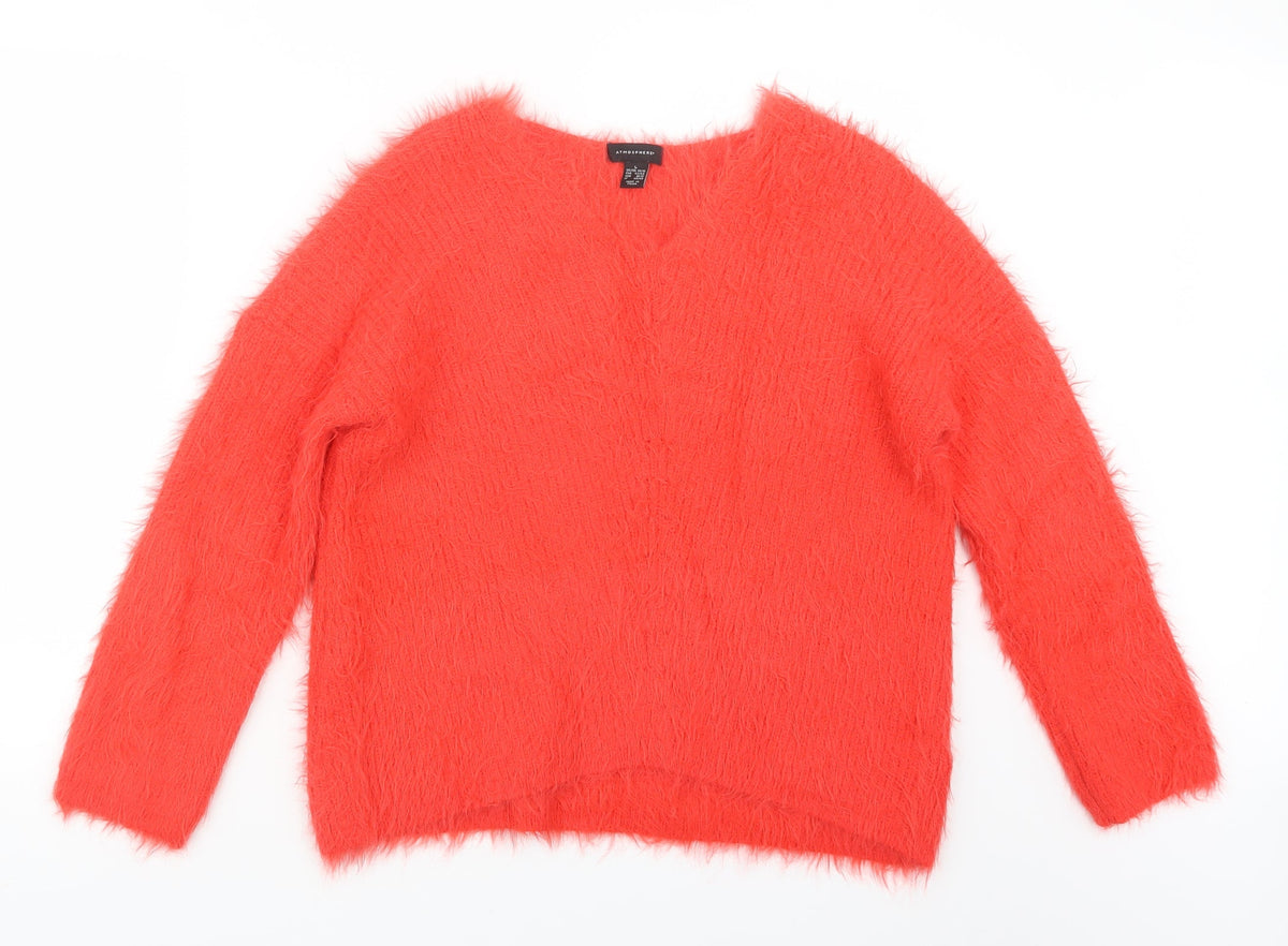 Front view of Atmosphere women’s red knit jumper, size UK 14