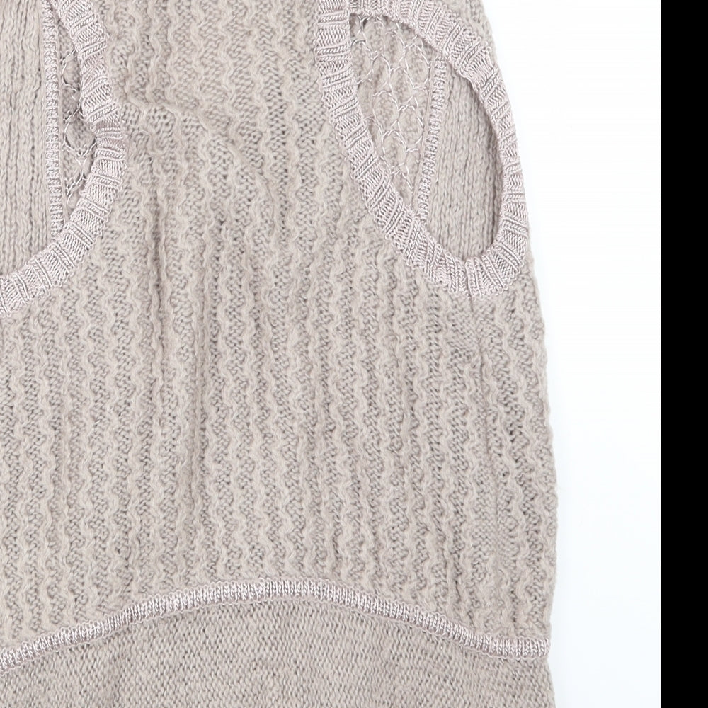 Miss Selfridge Womens Beige  Knit Cardigan Jumper Size 8
