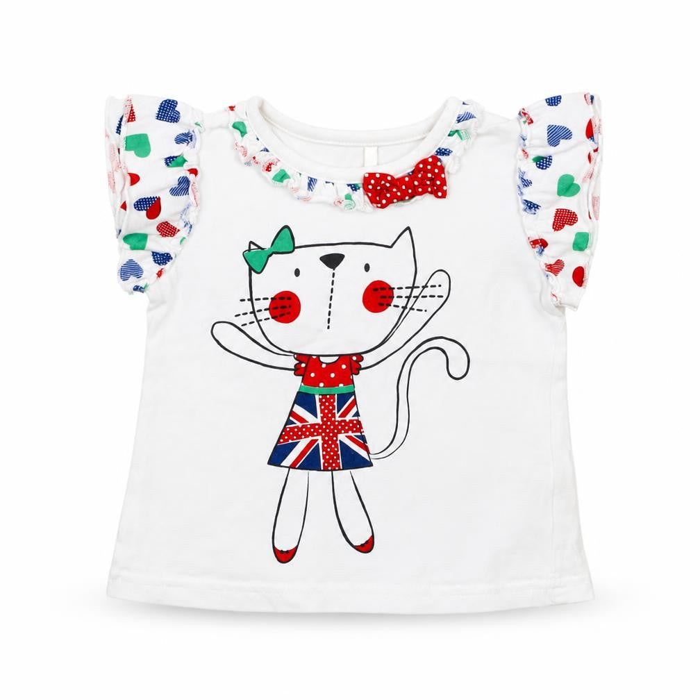 Front view of George girls’ white basic t-shirt, size 9-12, months
