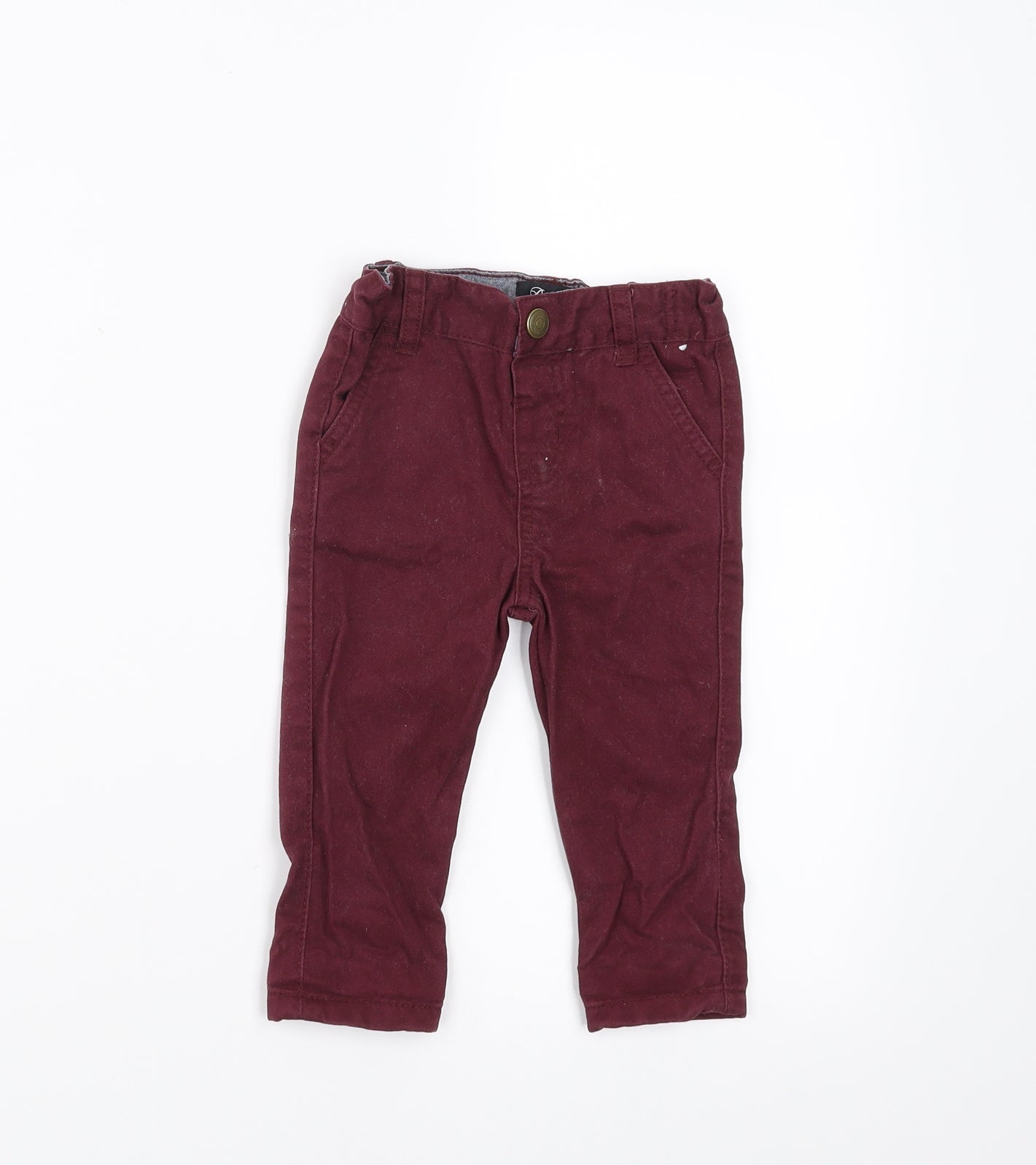 Primark Boys Purple    Trousers Size 9-12 Months  - burgundy