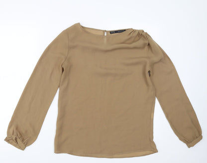 Womens UK Size S Zara Brown Basic Blouse