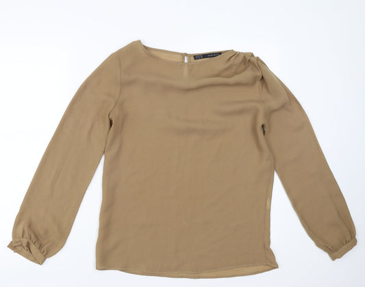Womens UK Size S Zara Brown Basic Blouse