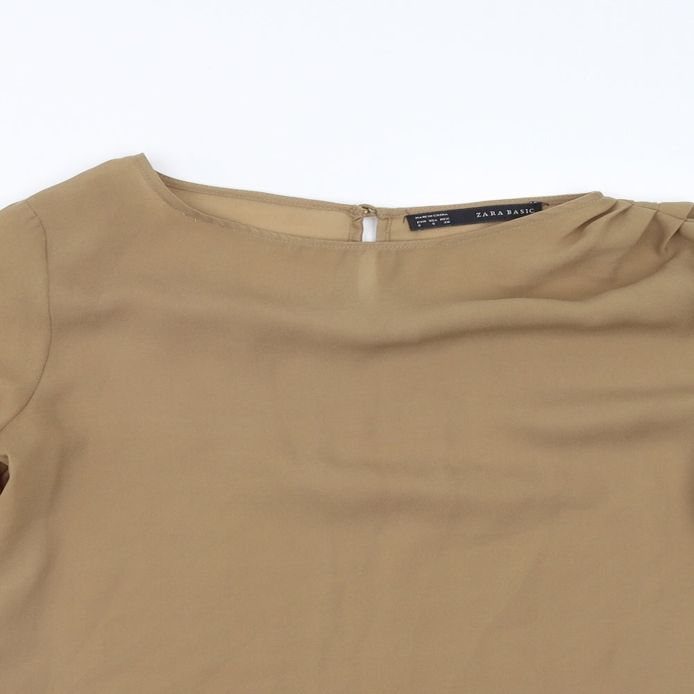 Womens UK Size S Zara Brown Basic Blouse