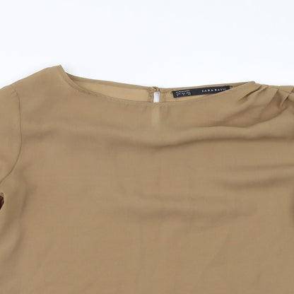 Womens UK Size S Zara Brown Basic Blouse