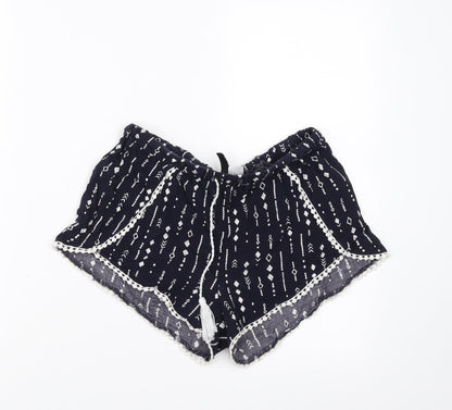 Divided by H&M Womens Blue Geometric  Hot Pants Shorts Size 8