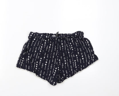 Divided by H&M Womens Blue Geometric  Hot Pants Shorts Size 8