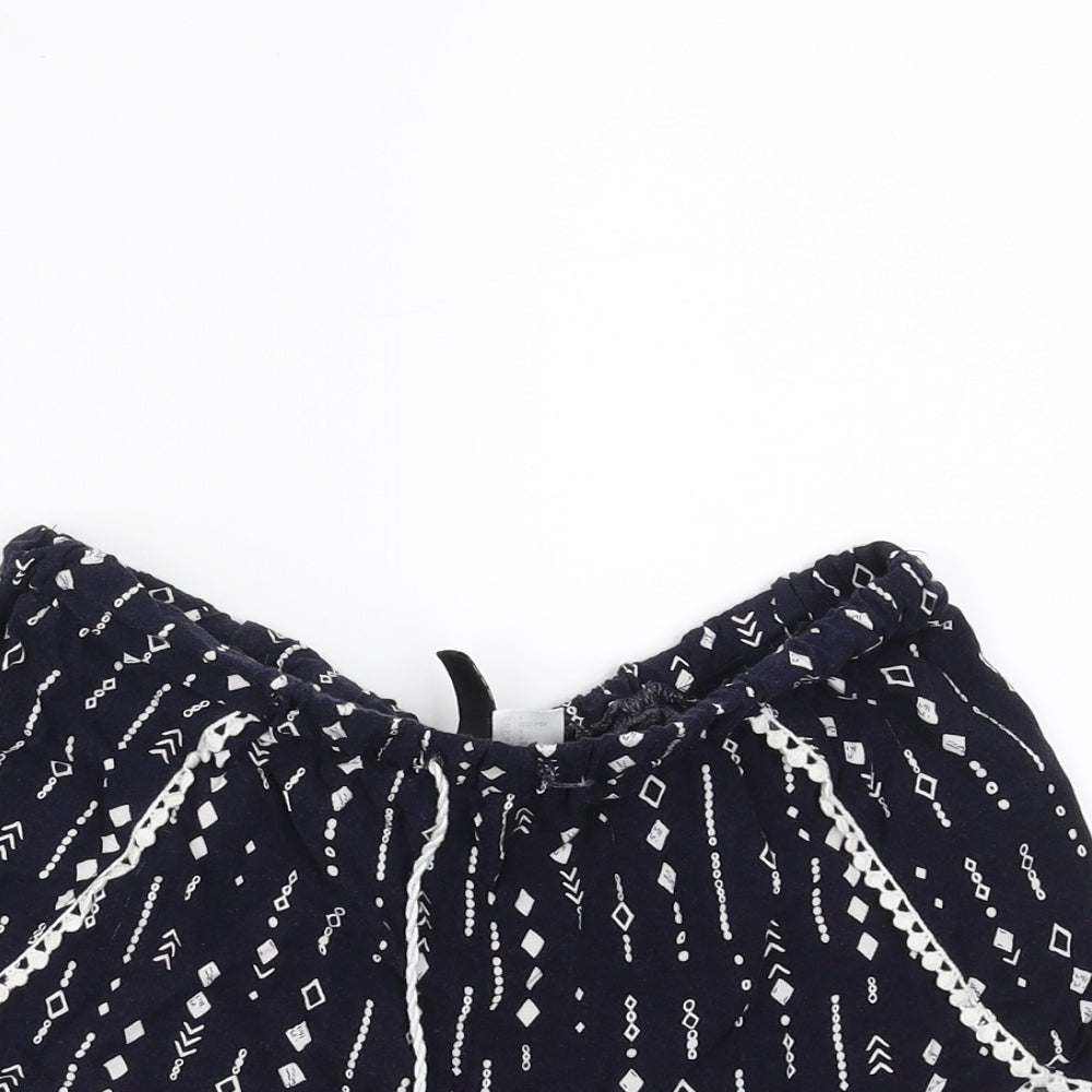 Divided by H&M Womens Blue Geometric  Hot Pants Shorts Size 8