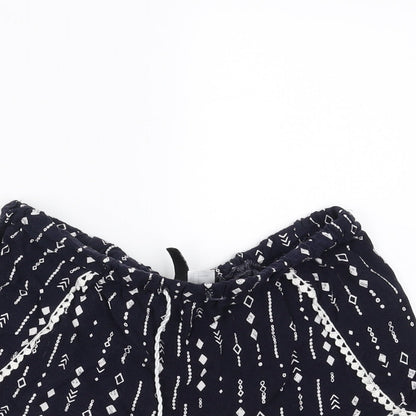 Divided by H&M Womens Blue Geometric  Hot Pants Shorts Size 8