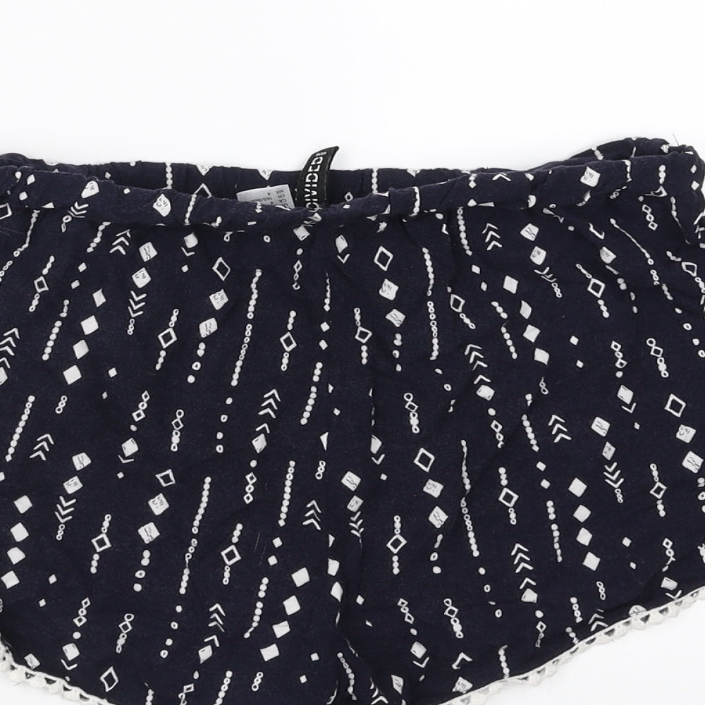 Divided by H&M Womens Blue Geometric  Hot Pants Shorts Size 8